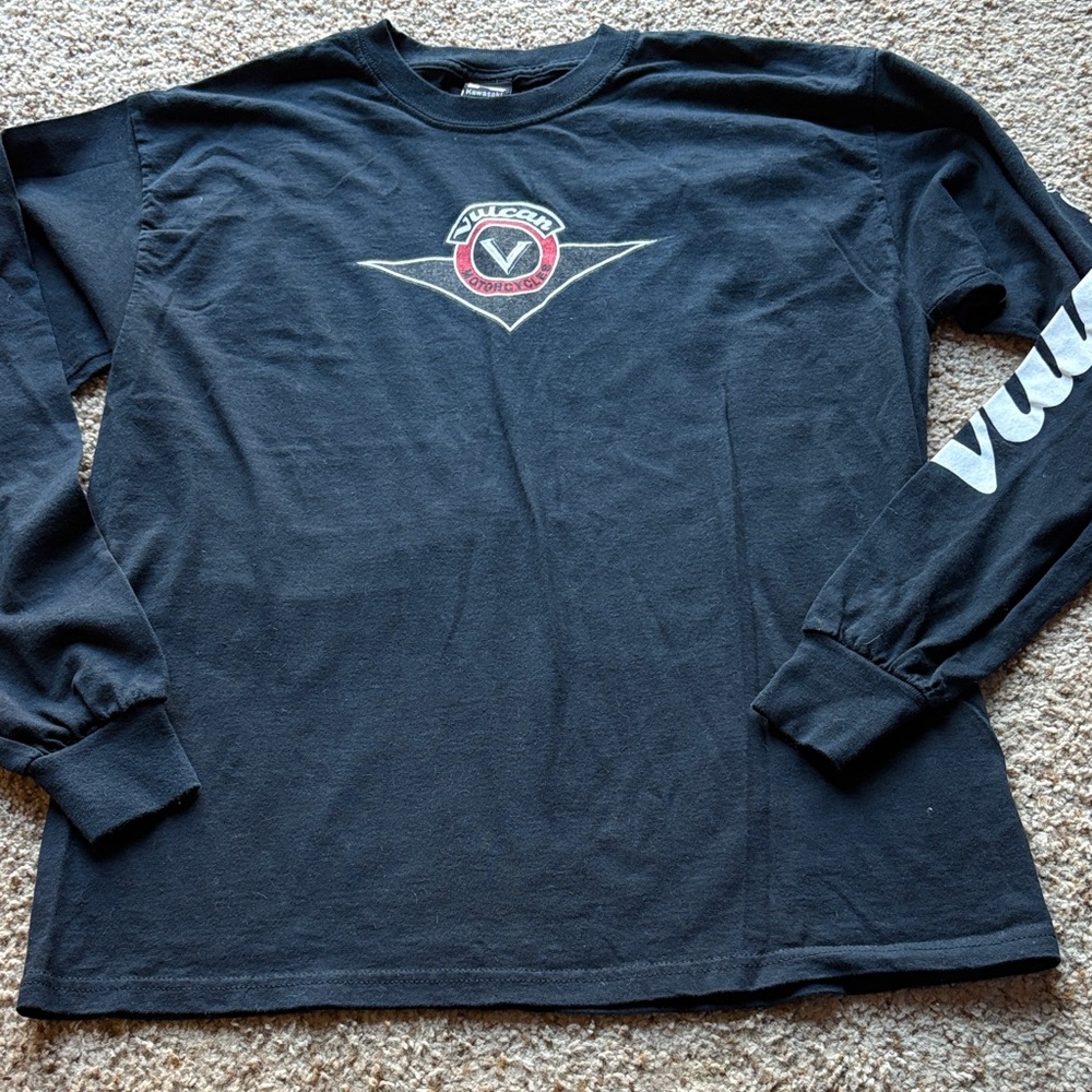 Vulcan Kawasaki Black Long Sleeve Tee with Logo size L